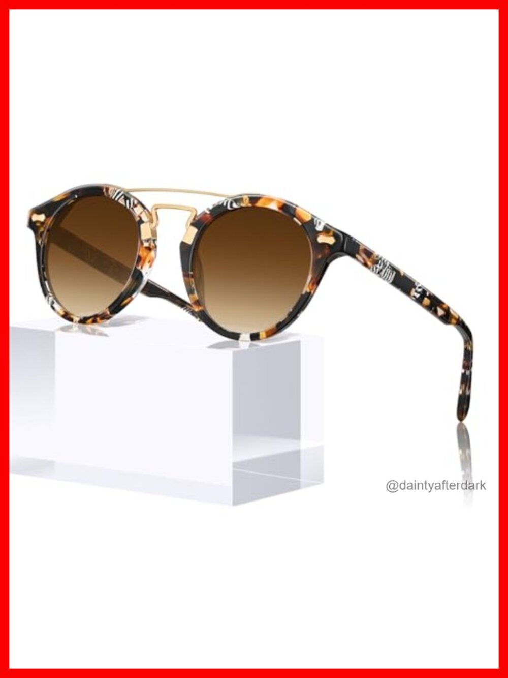 Double Bridge Polarized Round Sunglasses Small Face Acetate UV400